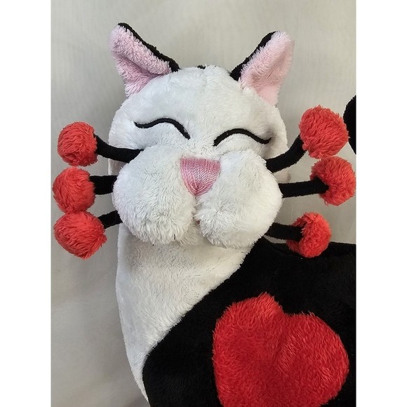 Whimsy Clay Plush Cat Amy Lacombe Hearts Valentine's Day Black Red White RARE - Picture 2 of 8